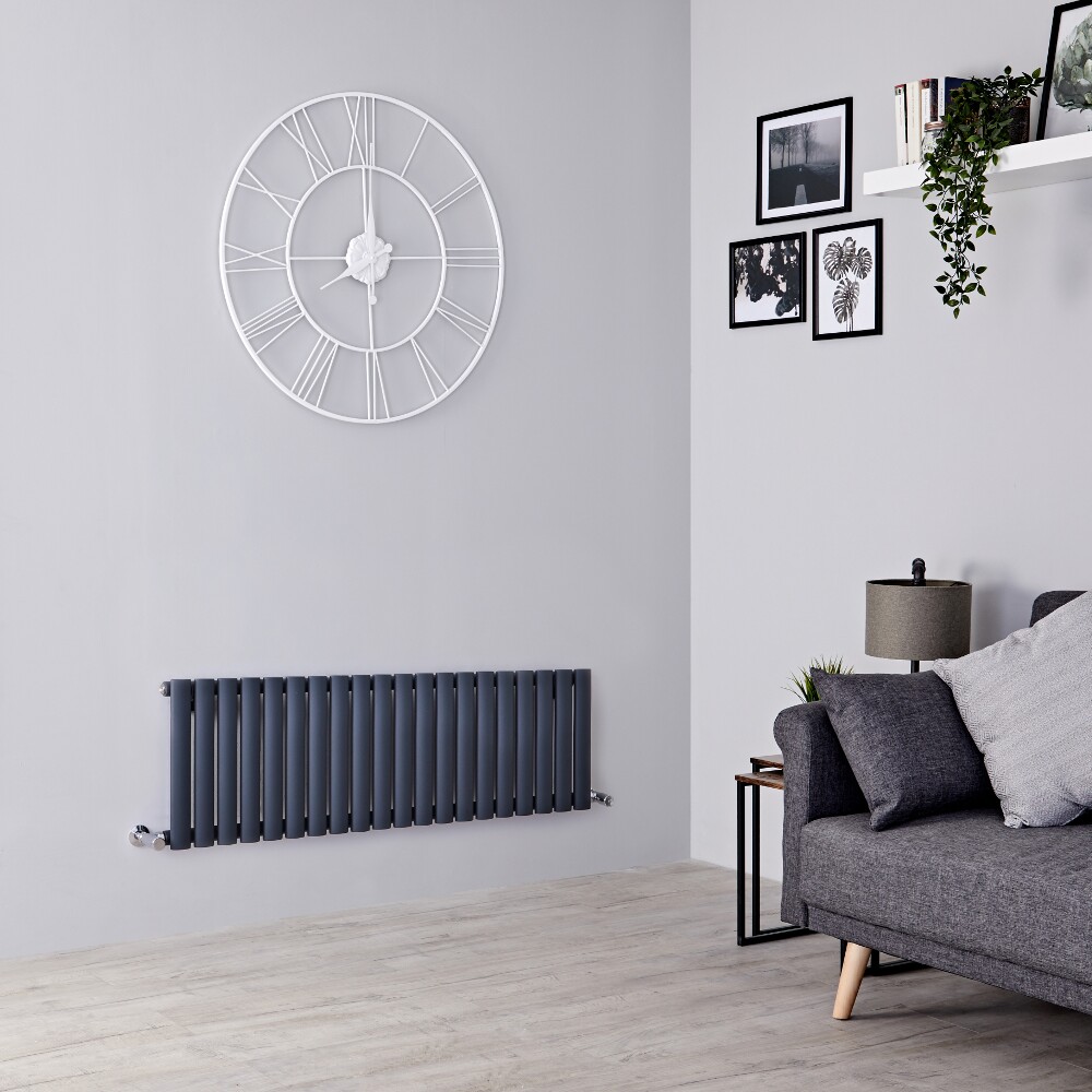Milano Aruba - Anthracite Horizontal Designer Radiator 400mm x 1180mm (Single Panel)