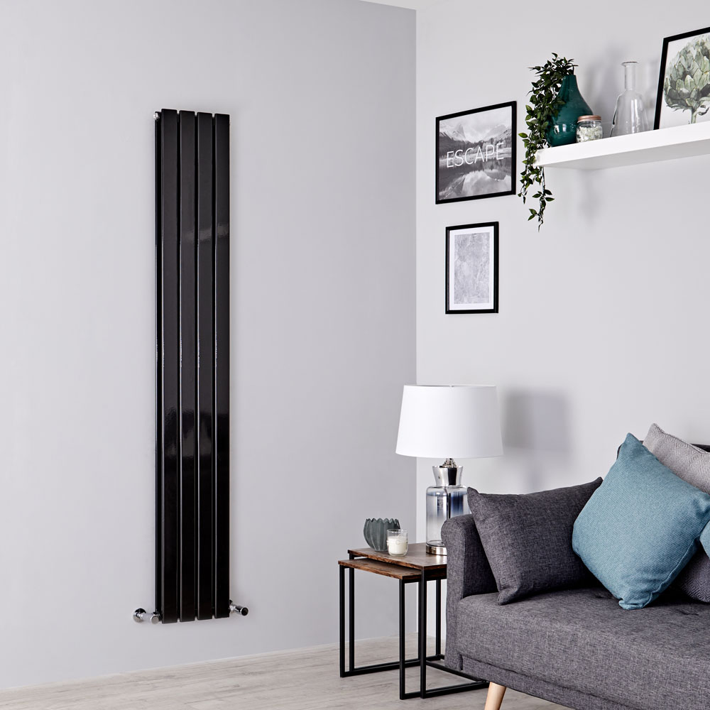 Milano Alpha - Black Vertical Double Designer Radiator 1600mm x 280mm