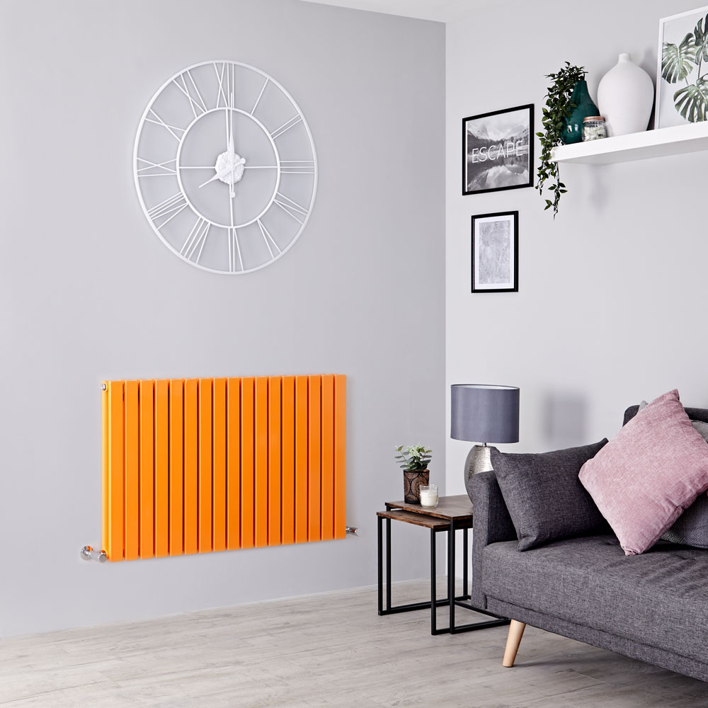 Milano Capri - Light Orange Flat Panel Horizontal Designer Radiator - 635mm x 1000mm (Double Panel)