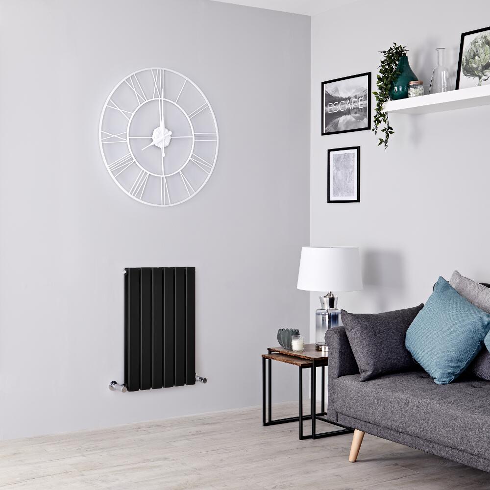 Milano Alpha - Black Horizontal Double Slim Panel Designer Radiator 635mm x 420mm