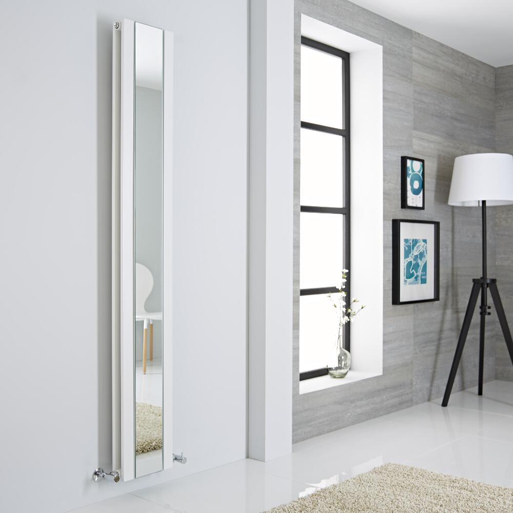 Milano Icon - White Vertical Mirrored Designer Radiator 1800mm x 265mm