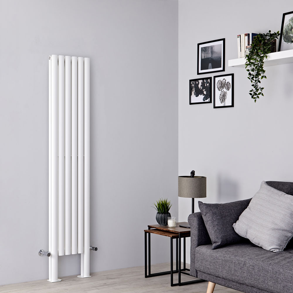 Milano Aruba Plus - White Vertical Designer Radiator with Feet 1800mm x 354mm (Double Panel)