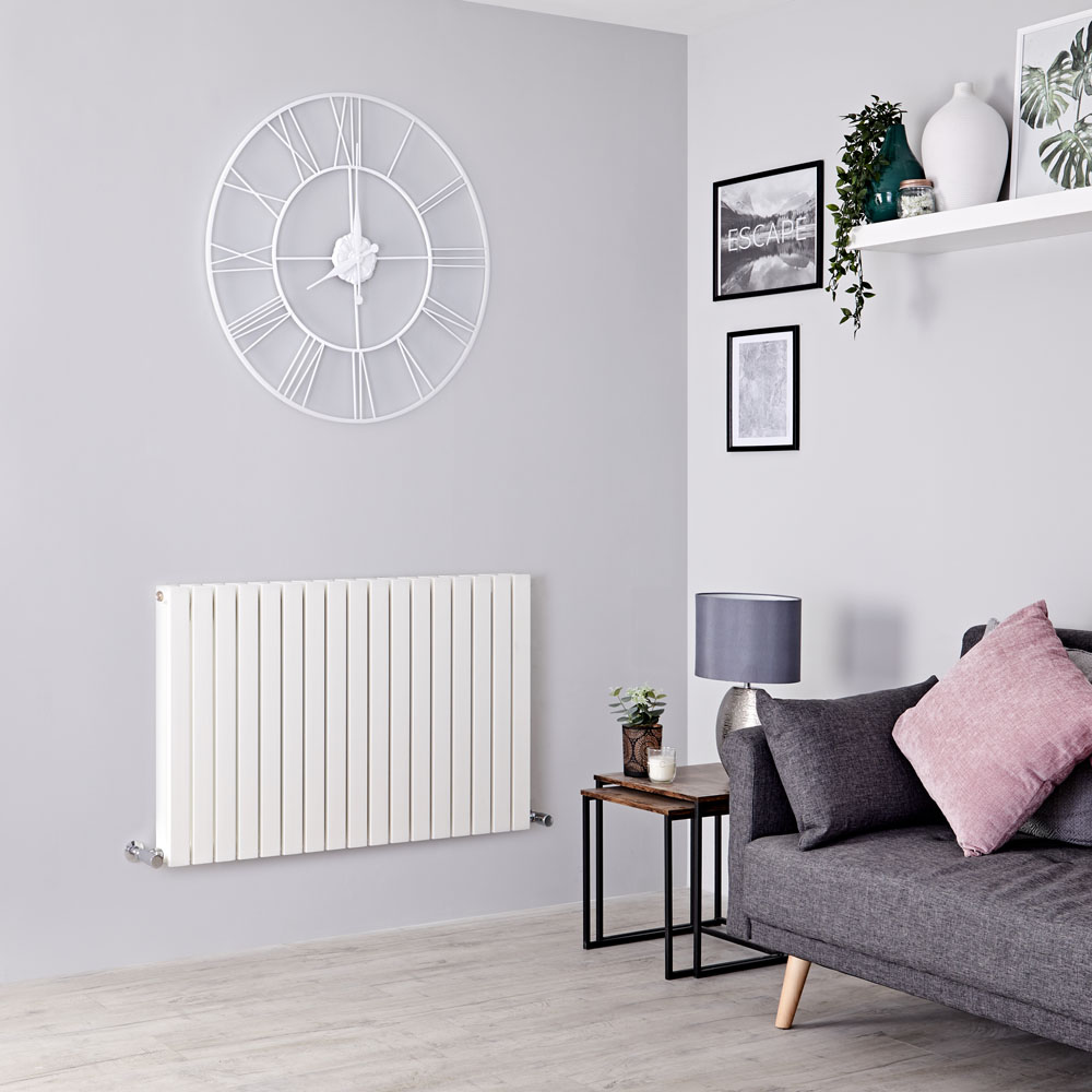 Milano Capri - White Horizontal Flat Panel Designer Radiator 635mm x 1000mm (Double Panel)