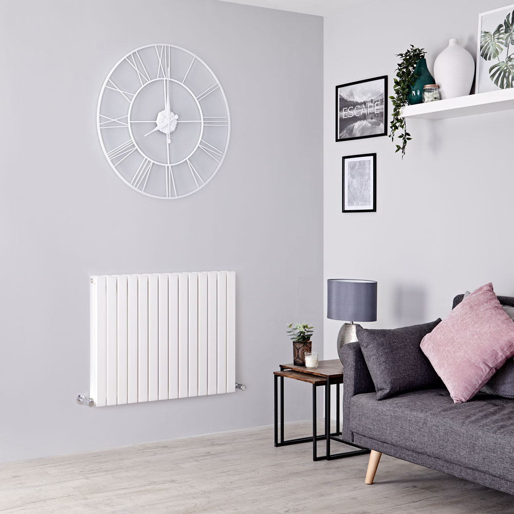 Milano Capri - White Horizontal Flat Panel Designer Radiator 635mm x 834mm (Double Panel)