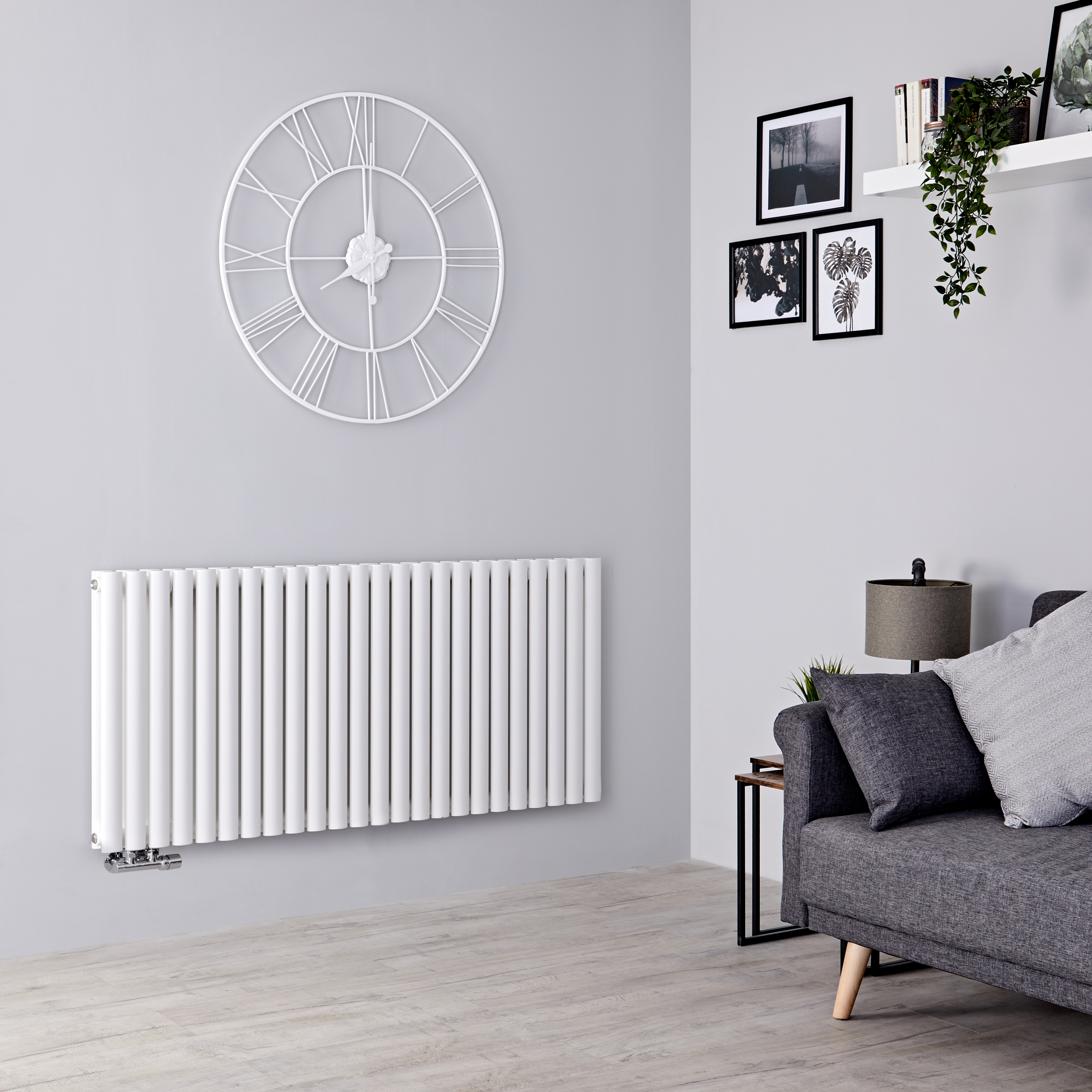 Milano Aruba Flow - White Horizontal Double Panel Middle Connection Designer Radiator 635mm x 1411mm