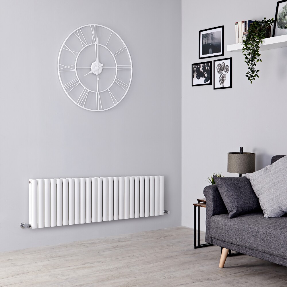 Milano Aruba - White Horizontal Designer Radiator 400mm x 1411mm (Double Panel)