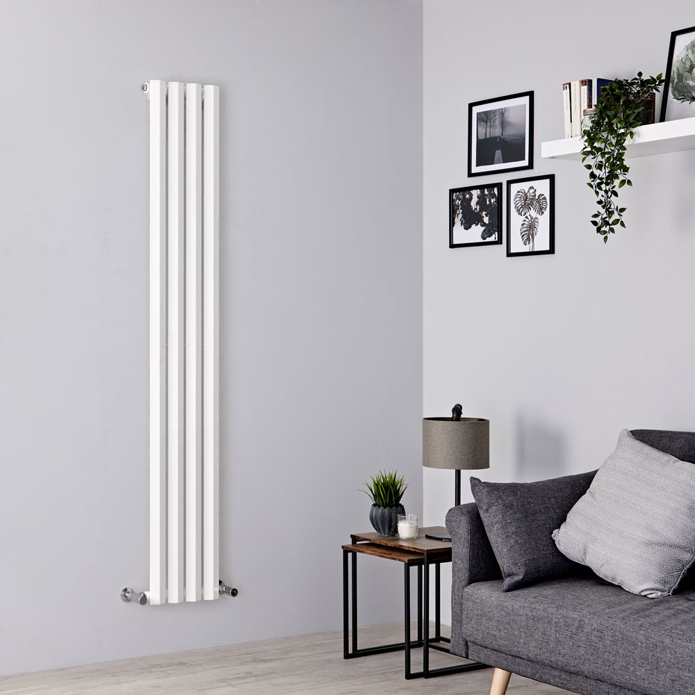 Milano Viti - White Vertical Diamond Panel Designer Radiator 1600mm x 280mm