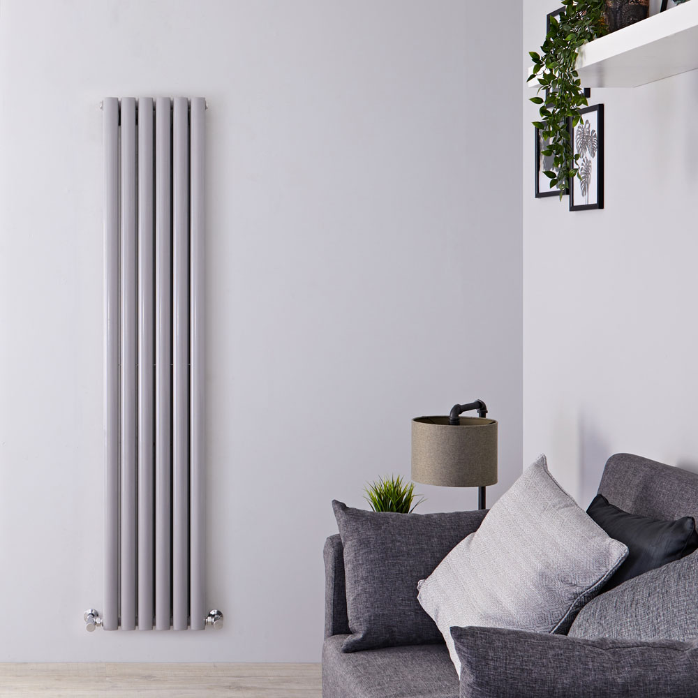 Milano Aruba - Silver Vertical Designer Radiator 1800mm x 354mm (Double Panel)