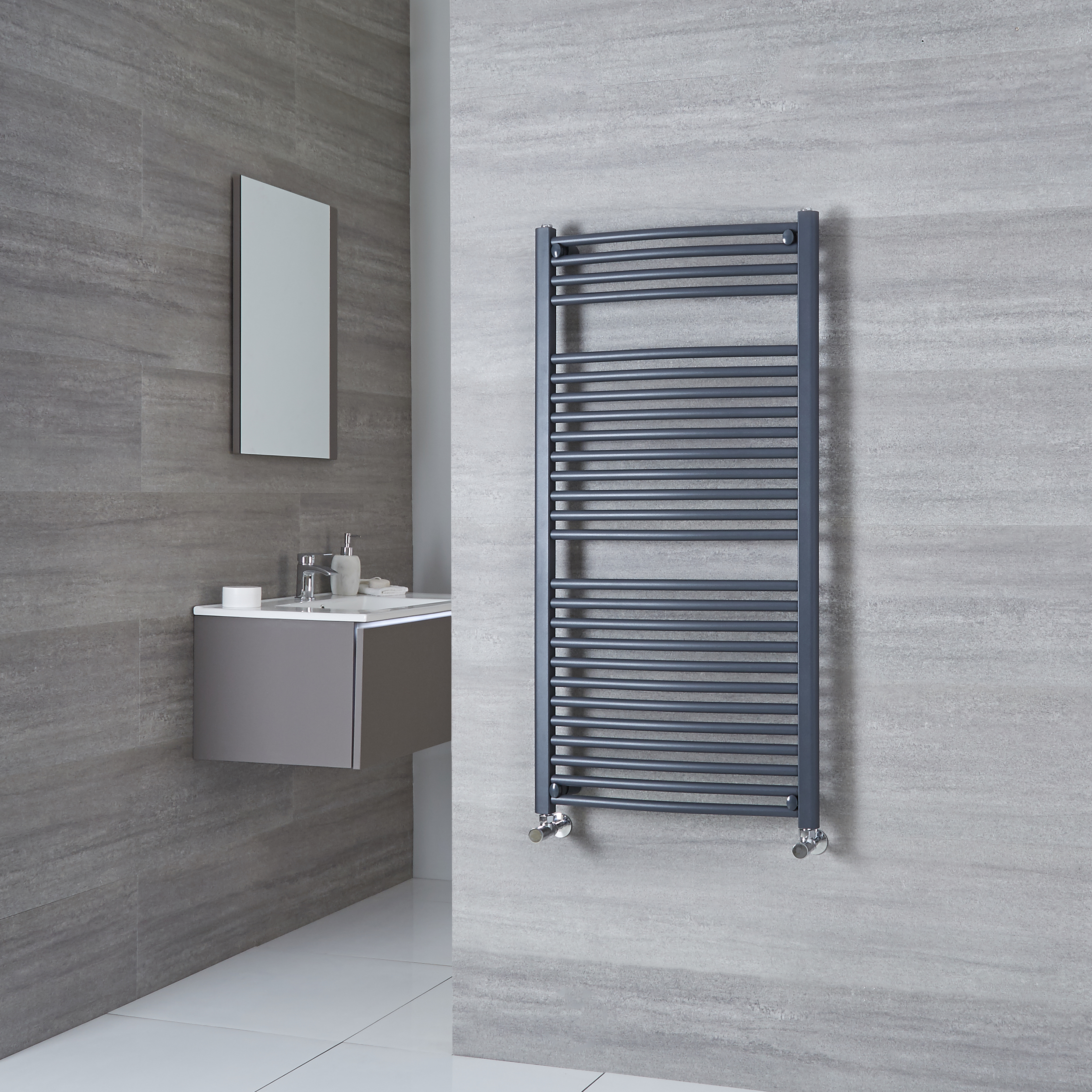 Milano Brook - Anthracite Flat Heated Towel Rail 1200mm x 500mm