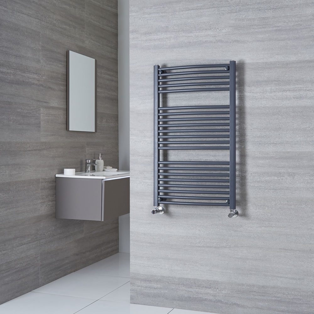 Milano Brook - Anthracite Curved Heated Towel Rail 1000mm x 600mm