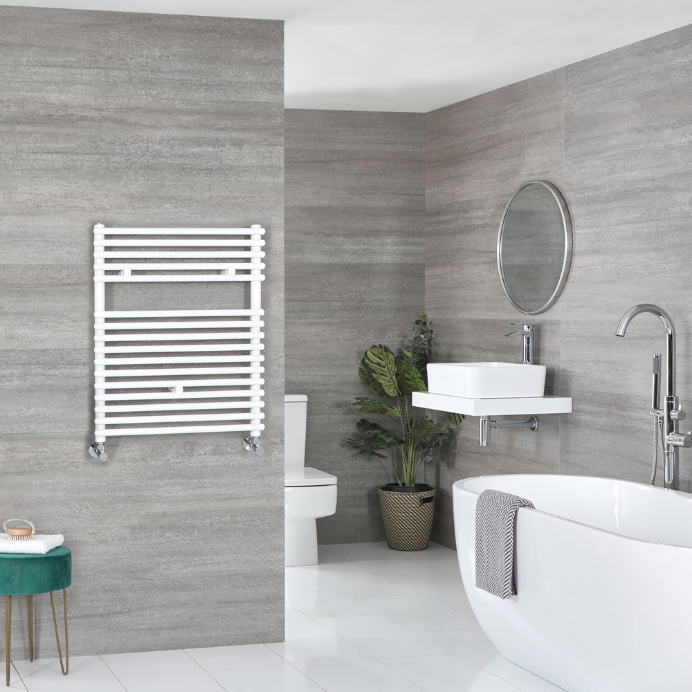 Milano Arno - Bar on Bar White Heated Towel Rail 730mm x 450mm
