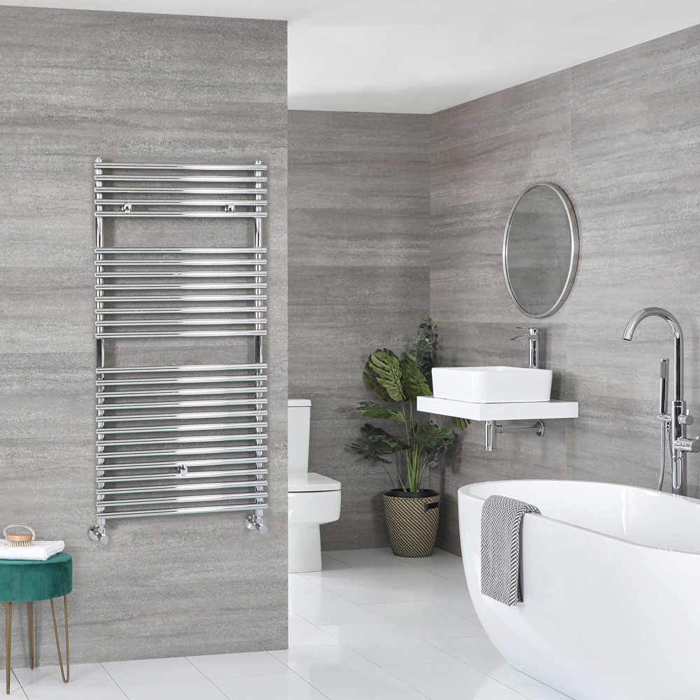 Milano Arno - Bar on Bar Chrome Heated Towel Rail 1190mm x 450mm