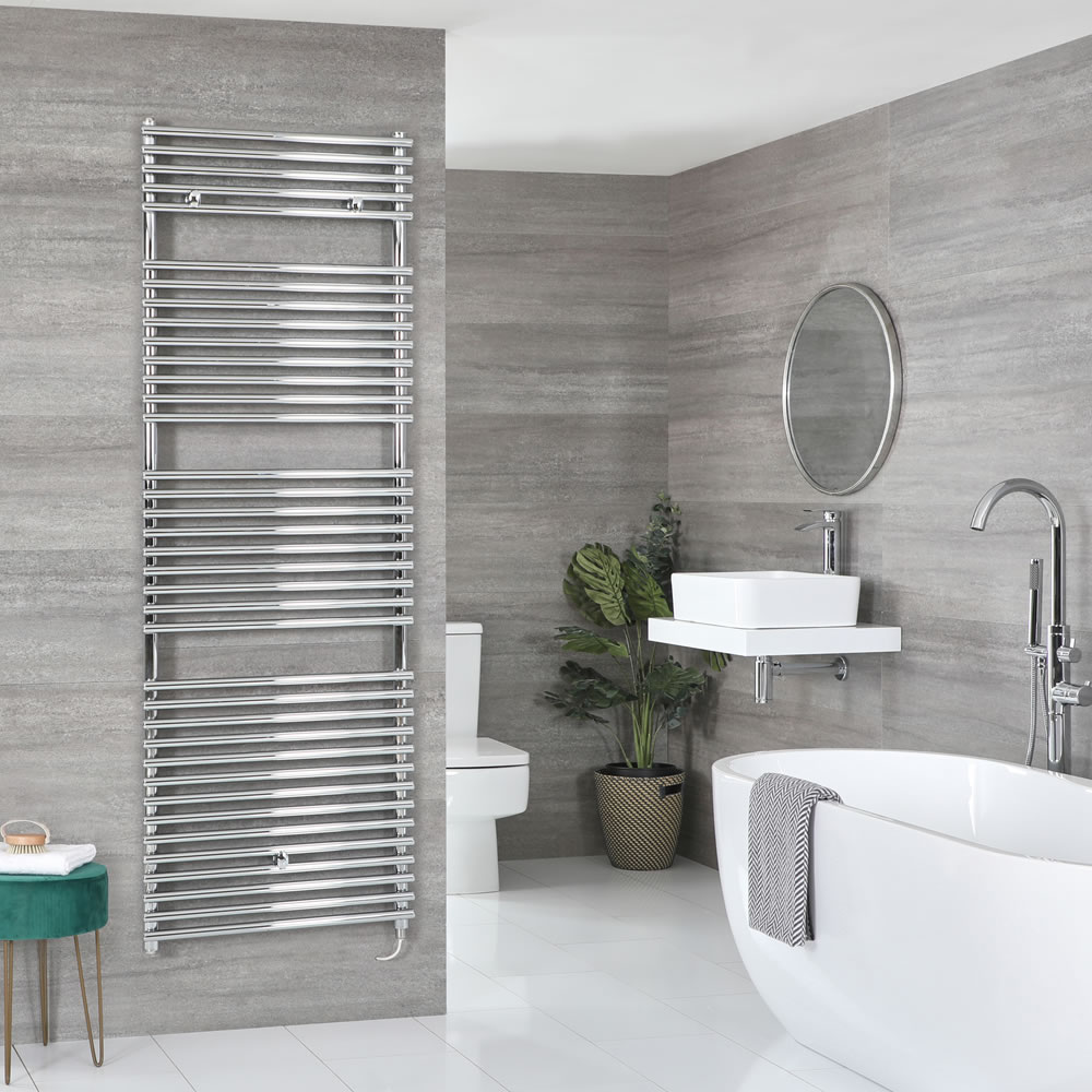 Milano Arno Electric - Chrome Bar on Bar Heated Towel Rail 1738mm x 450mm