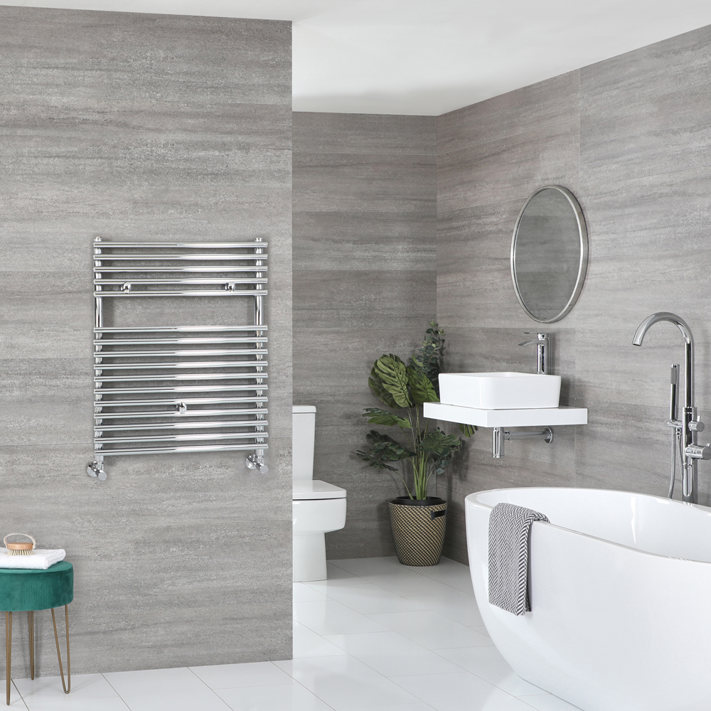 Milano Arno - Bar on Bar Chrome Heated Towel Rail 730mm x 600mm
