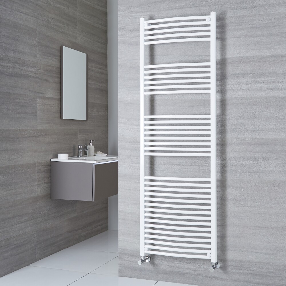 Milano Calder - Curved White Heated Towel Rail 1800mm x 500mm