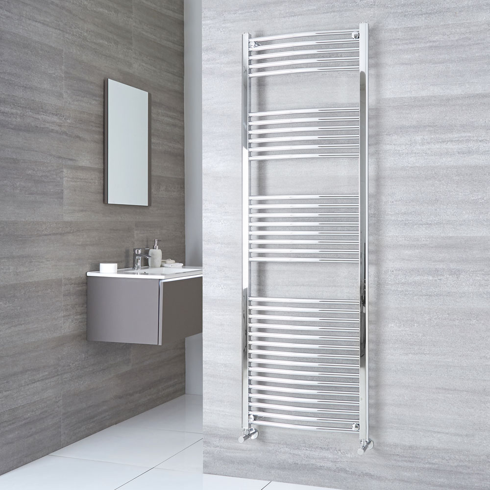 Milano Ribble - Curved Chrome Heated Towel Rail 1800mm x 600mm