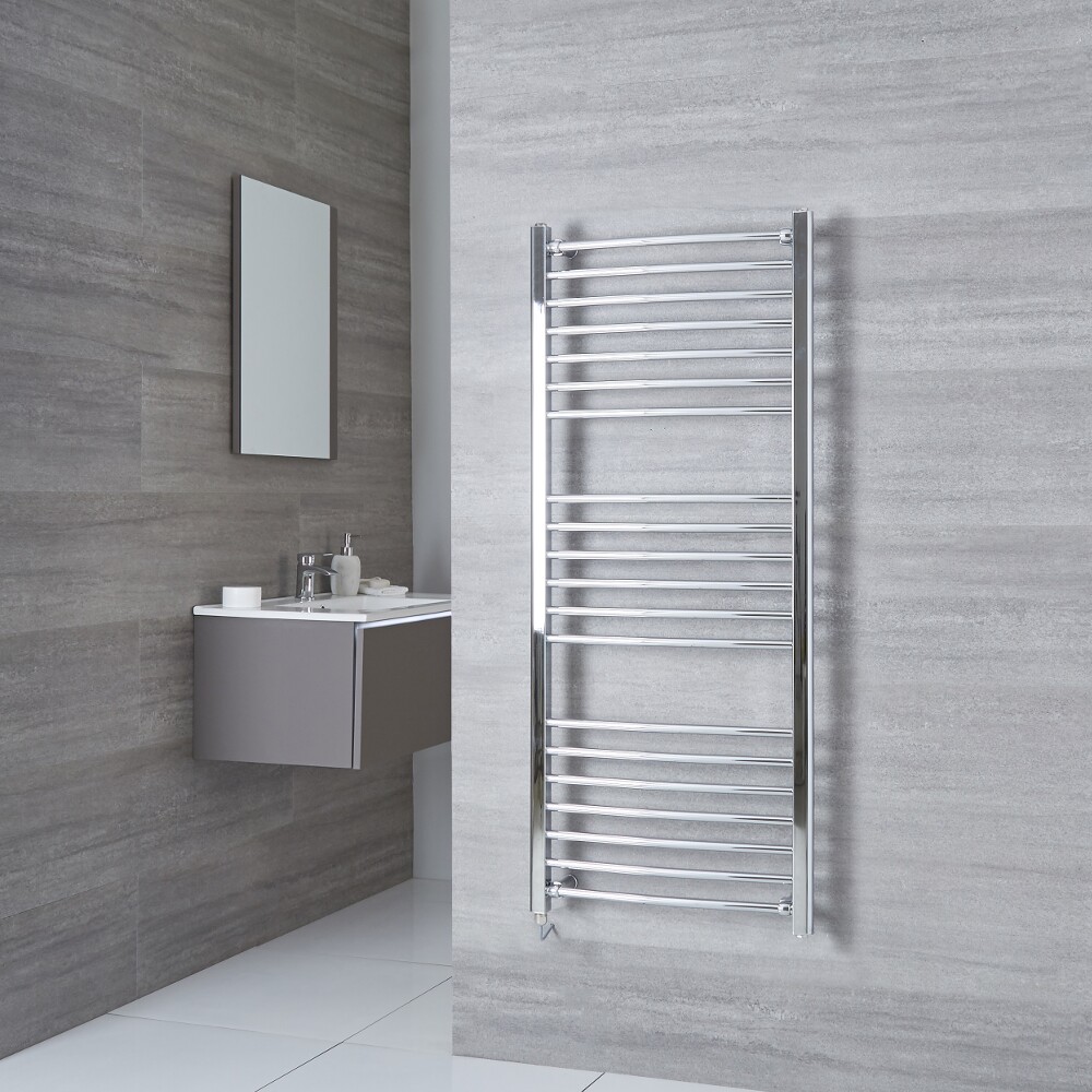 Milano Eco Electric - Curved Chrome Heated Towel Rail 1400mm x 500mm