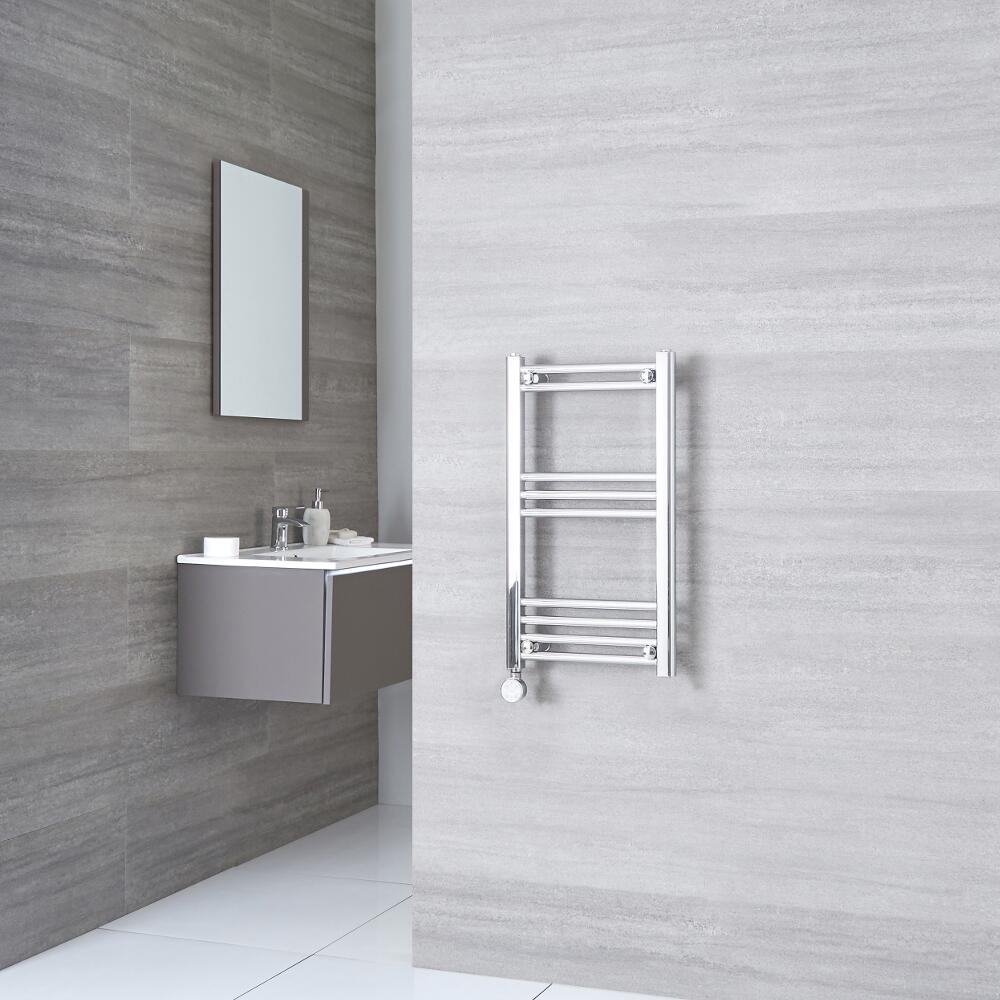 Milano Ribble Electric - Flat Chrome Heated Towel Rail 700mm x 400mm