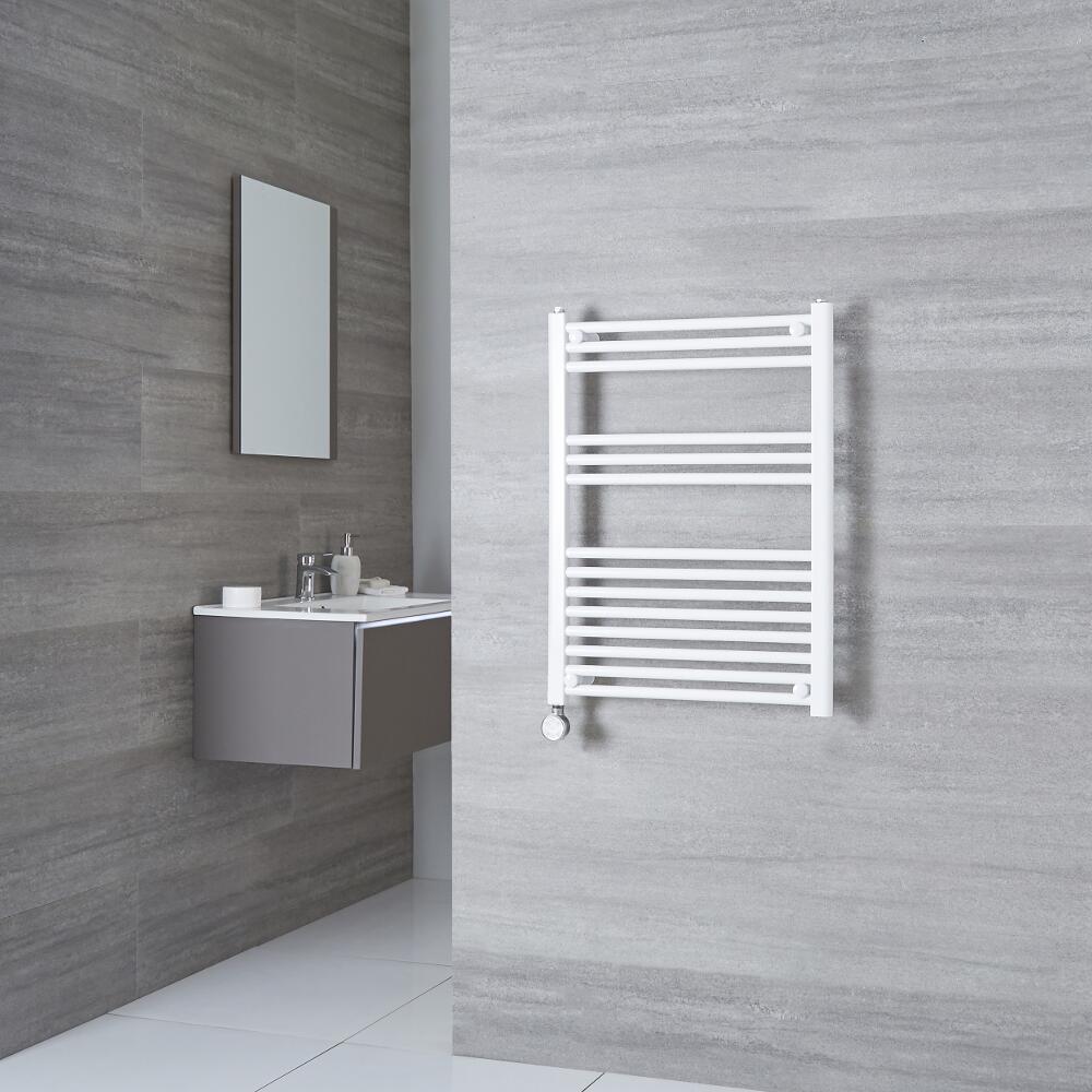 Milano Calder Electric - Flat White Heated Towel Rail 800mm x 500mm