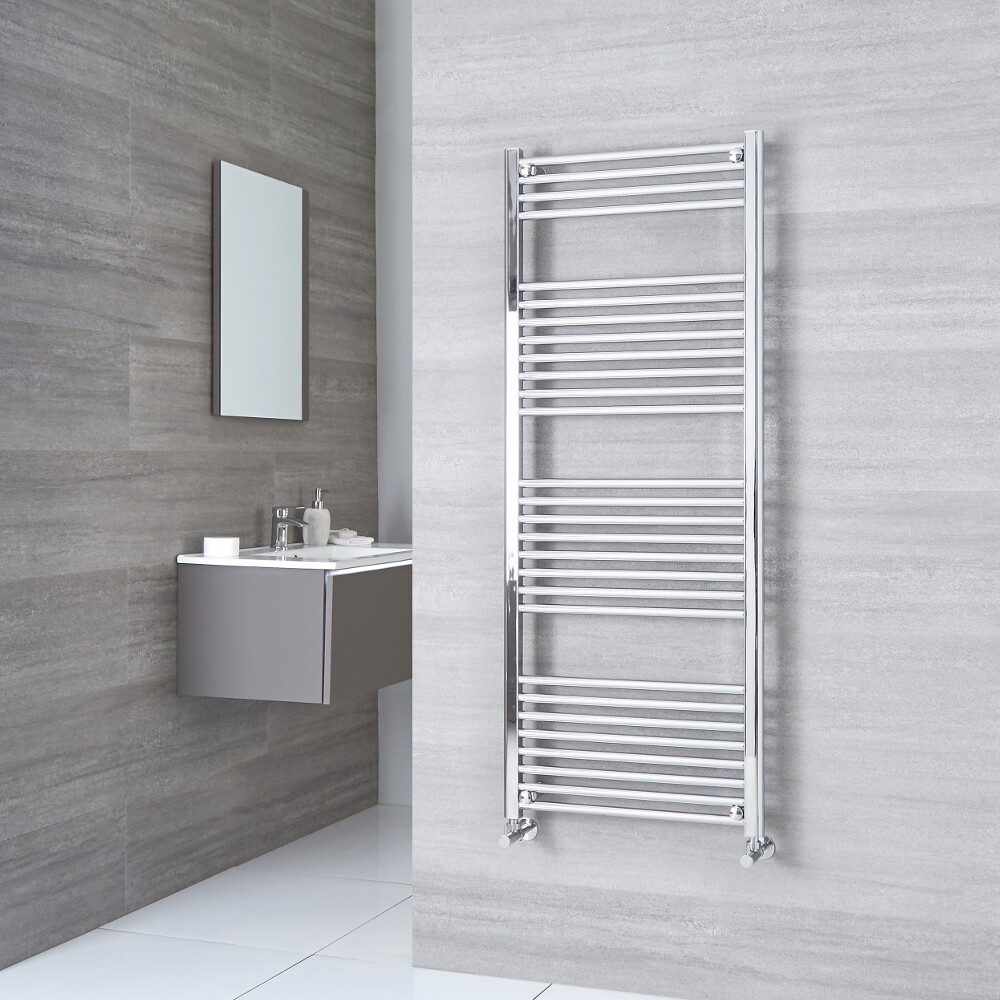 Milano Ribble - Flat Chrome Heated Towel Rail 1500mm x 500mm