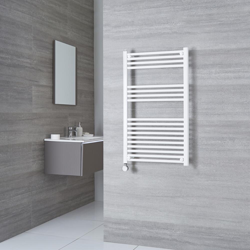 Milano Calder Electric - Flat White Heated Towel Rail 1000mm x 600mm