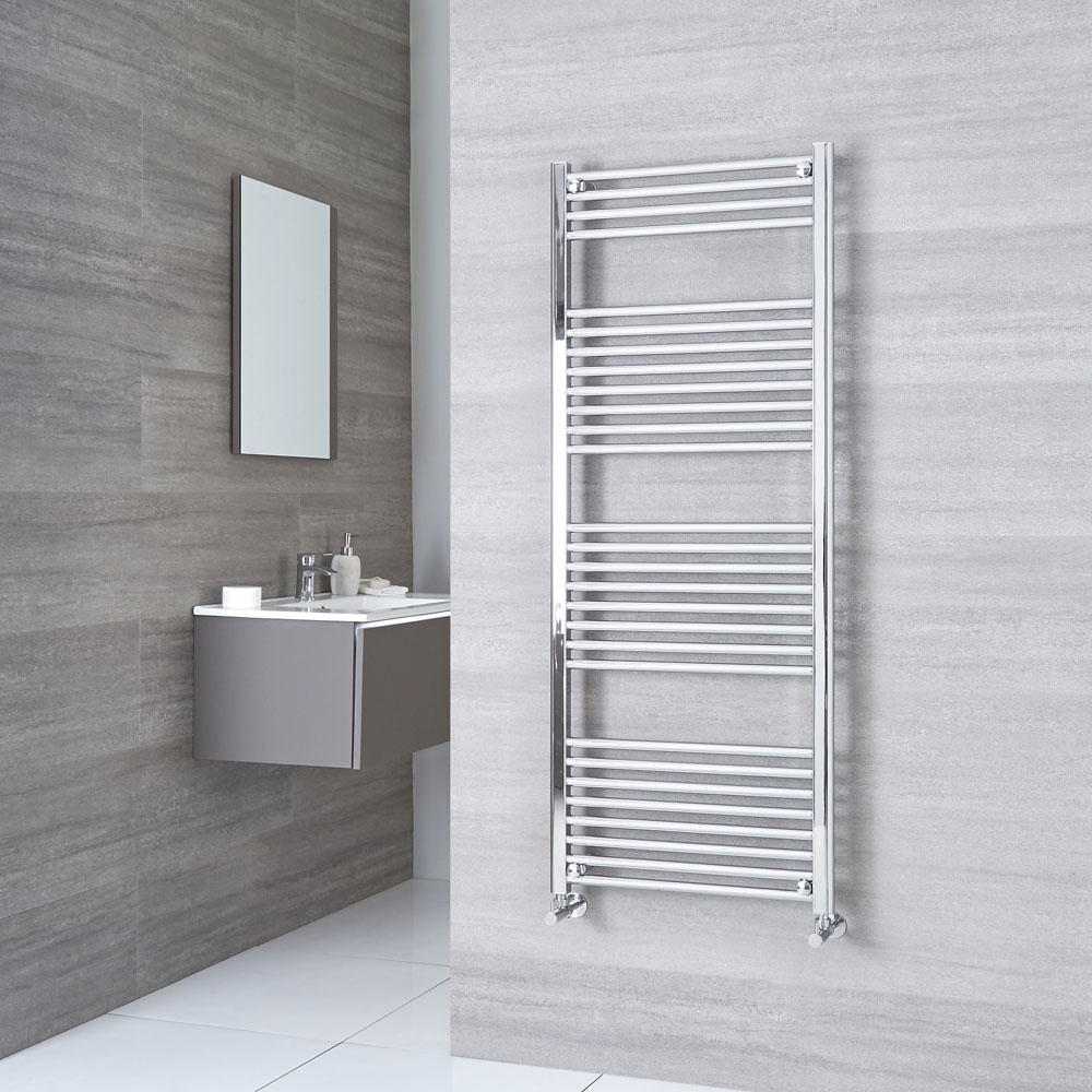 Milano Ribble - Flat Chrome Heated Towel Rail 1500mm x 600mm