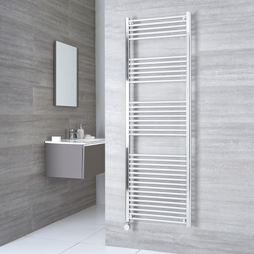 Milano Ribble Electric - Flat Chrome Heated Towel Rail 1800mm x 600mm