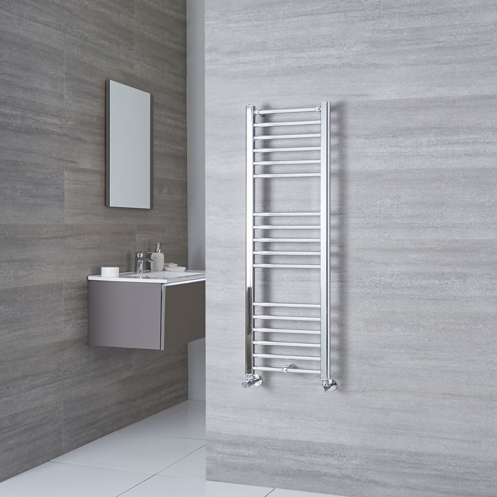 Milano Eco - Flat Chrome Heated Towel Rail 1200mm x 400mm