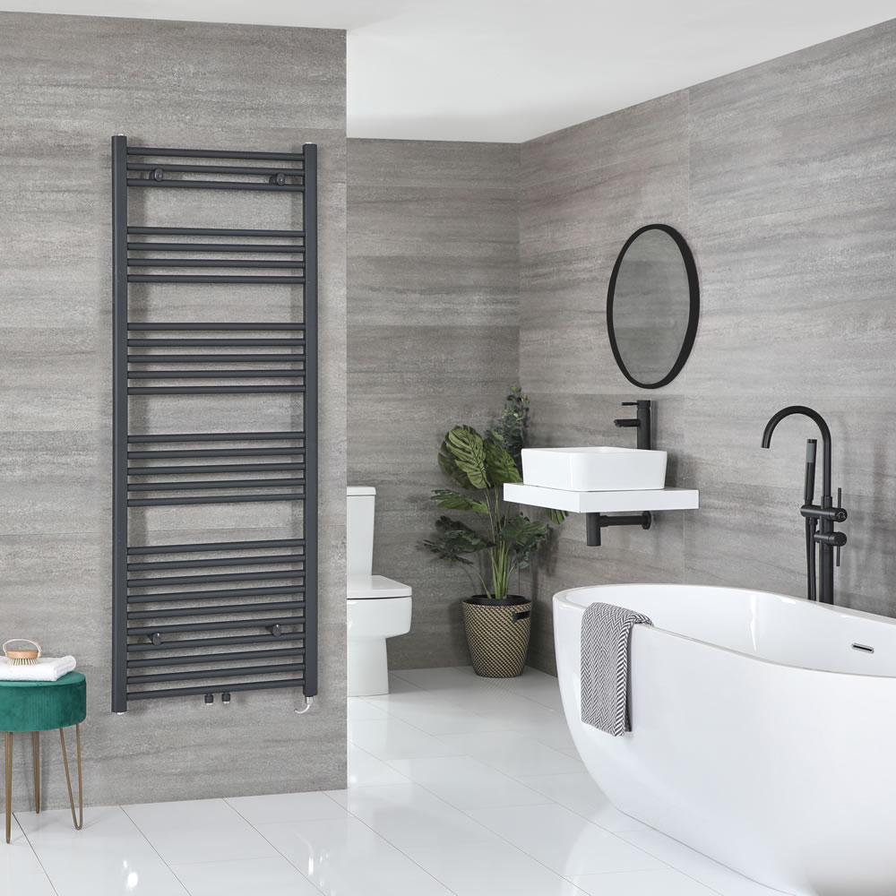 Milano Neva Electric - Anthracite Heated Towel Rail 1600mm x 600mm