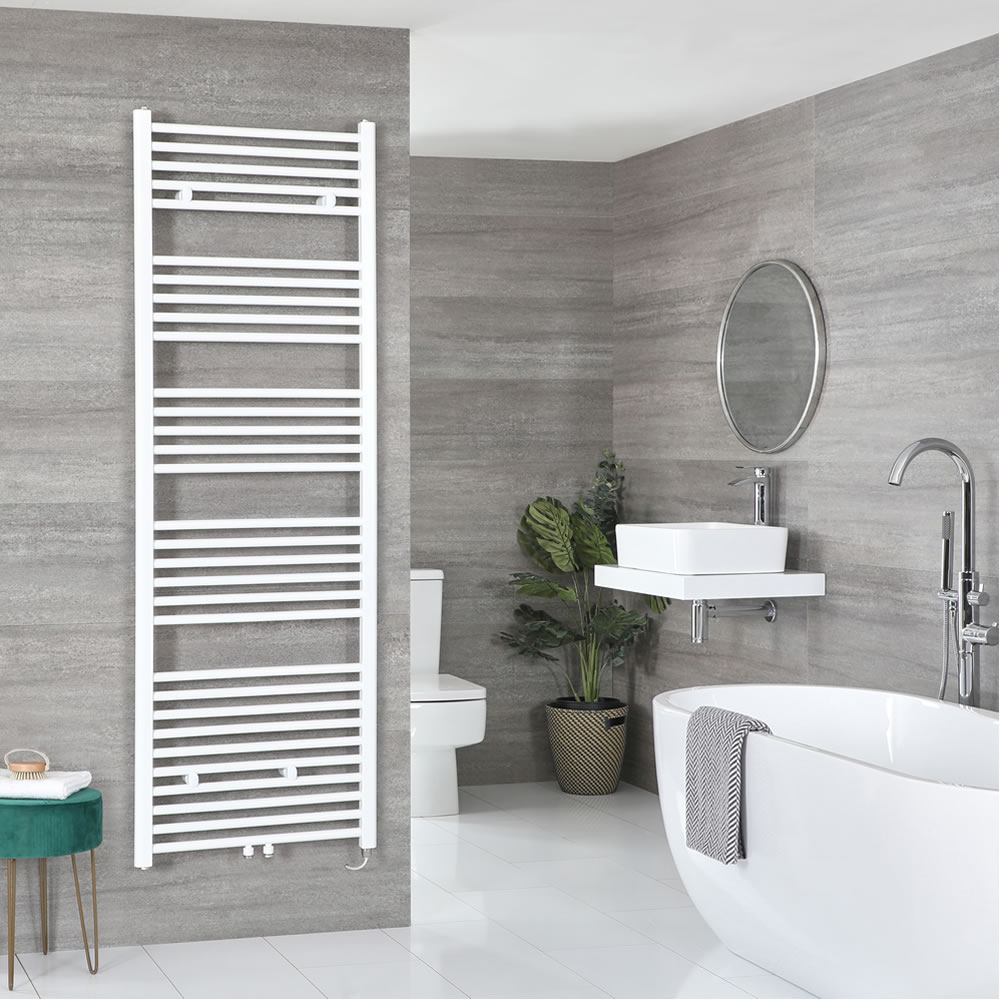 Milano Neva Electric - White Heated Towel Rail 1785mm x 600mm