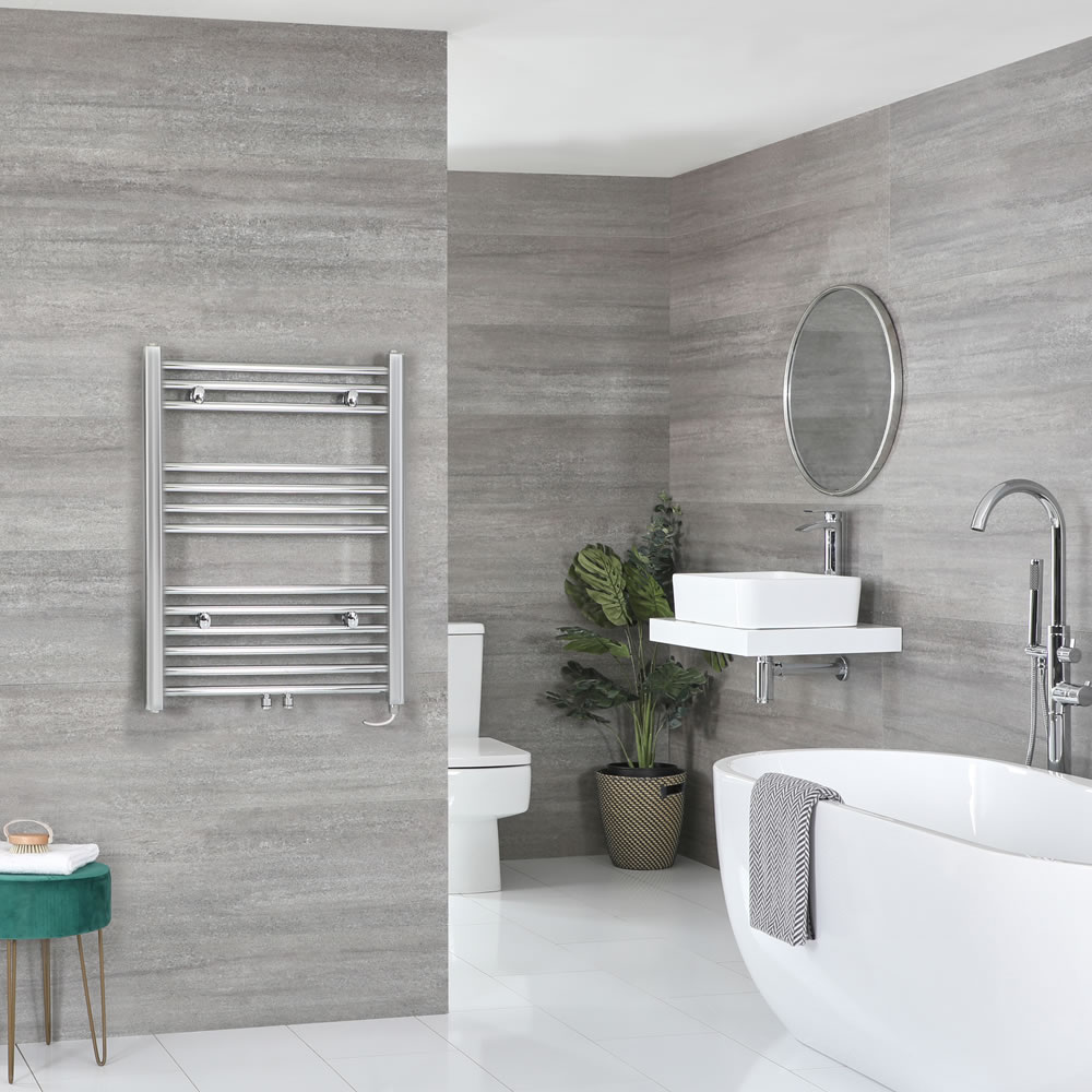 Milano Neva Electric - Chrome Heated Towel Rail 803mm x 600mm