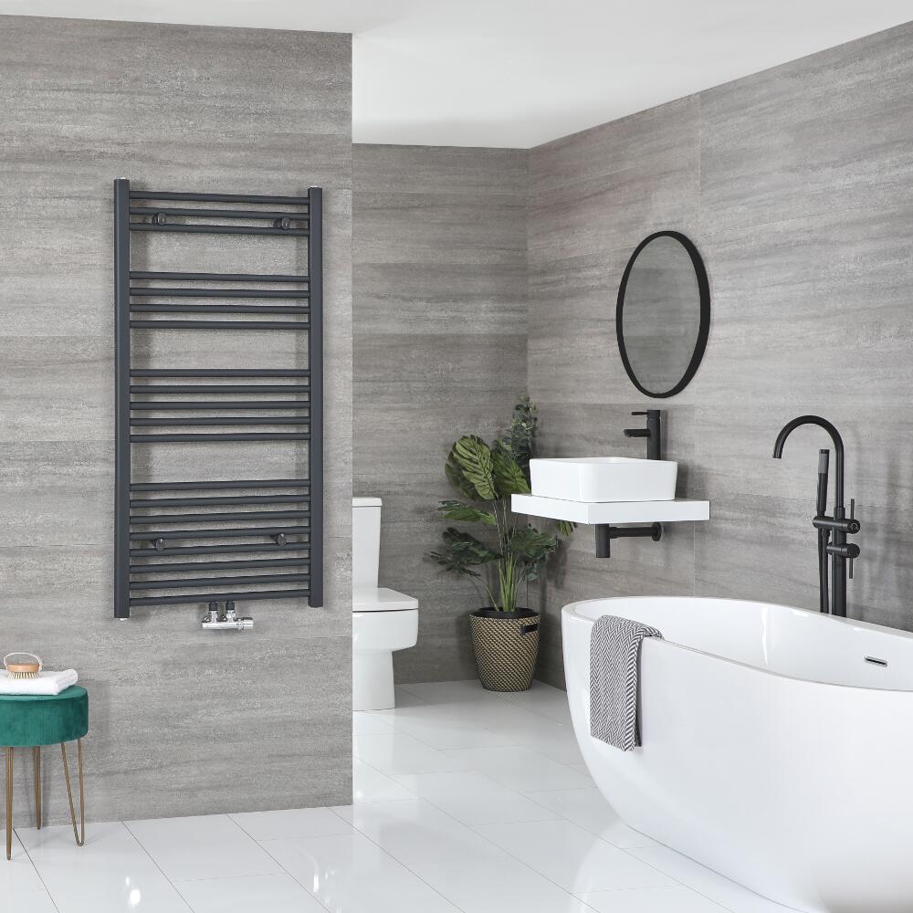 Milano Neva - Anthracite Central Connection Heated Towel Rail - Various Sizes