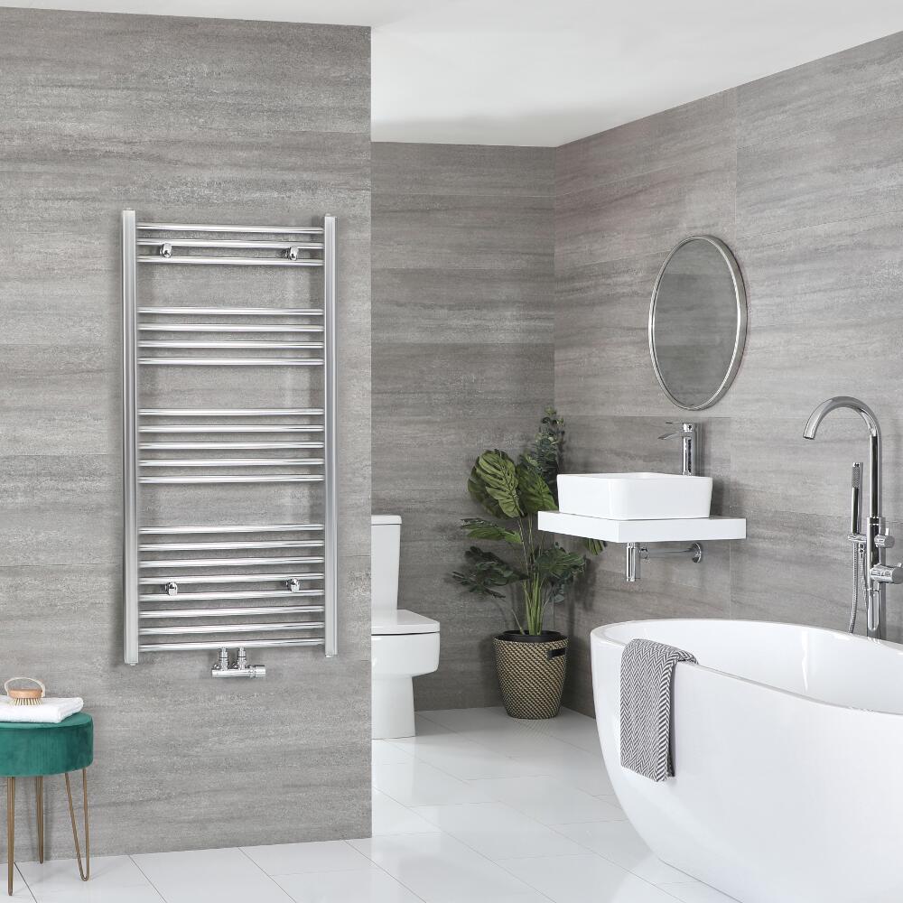 Milano Neva - Chrome Central Connection Heated Towel Rail - Various Sizes