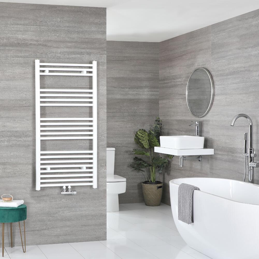 Milano Neva - White Central Connection Heated Towel Rail - Various Sizes