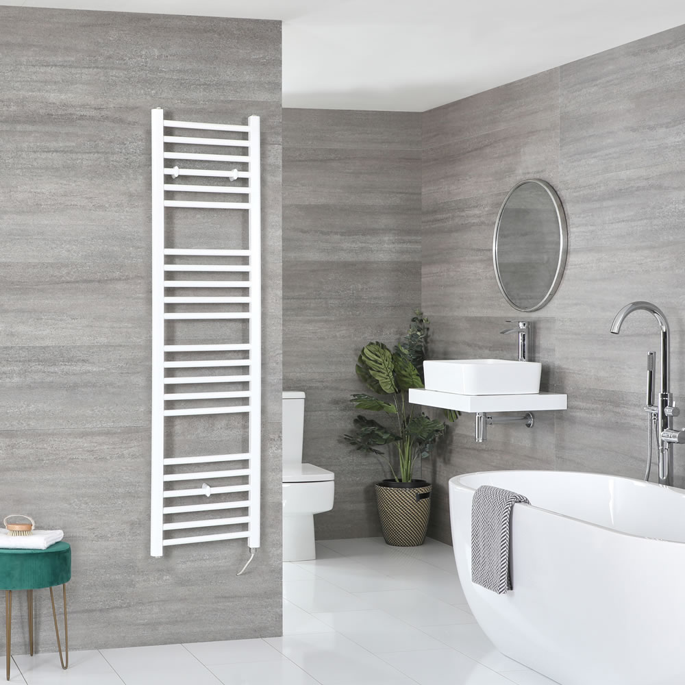 Milano Ive Electric - Flat White Heated Towel Rail 1600mm x 400mm