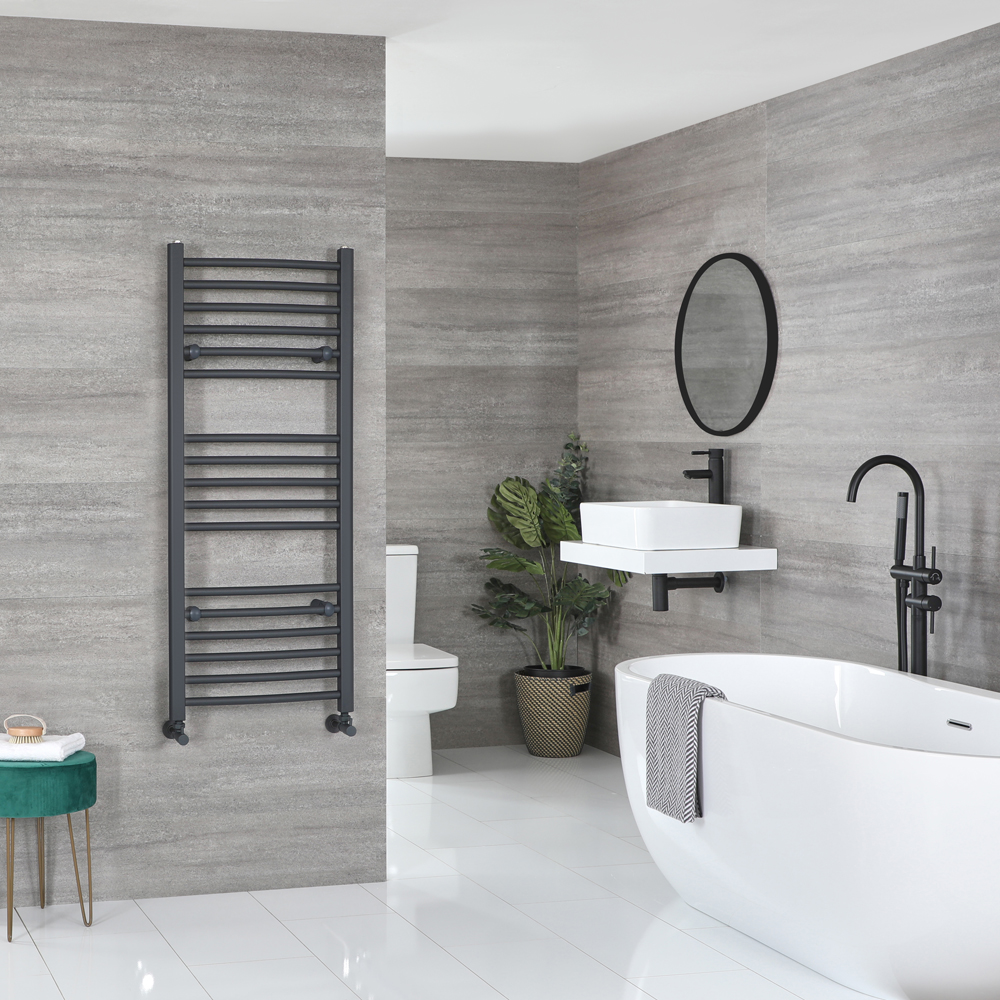 Milano Artle - Flat Anthracite Heated Towel Rail 1200mm x 500mm