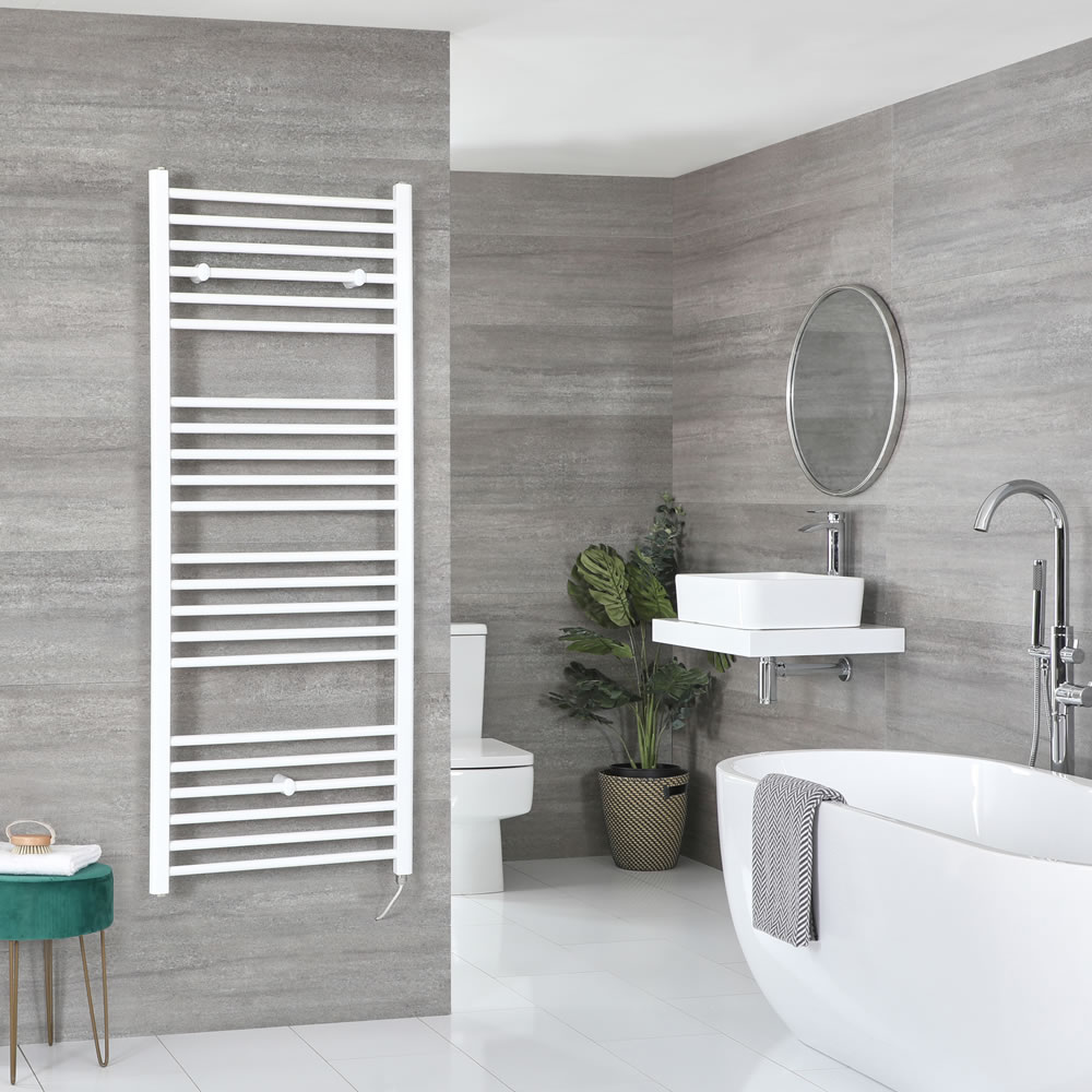 Milano Ive Electric - Flat White Heated Towel Rail 1600mm x 500mm