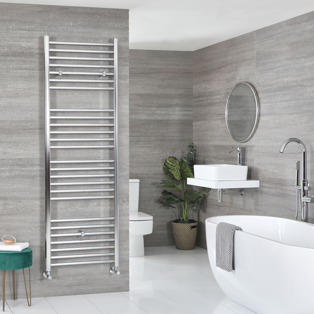 Milano Kent - Flat Chrome Heated Towel Rail 1800mm x 500mm