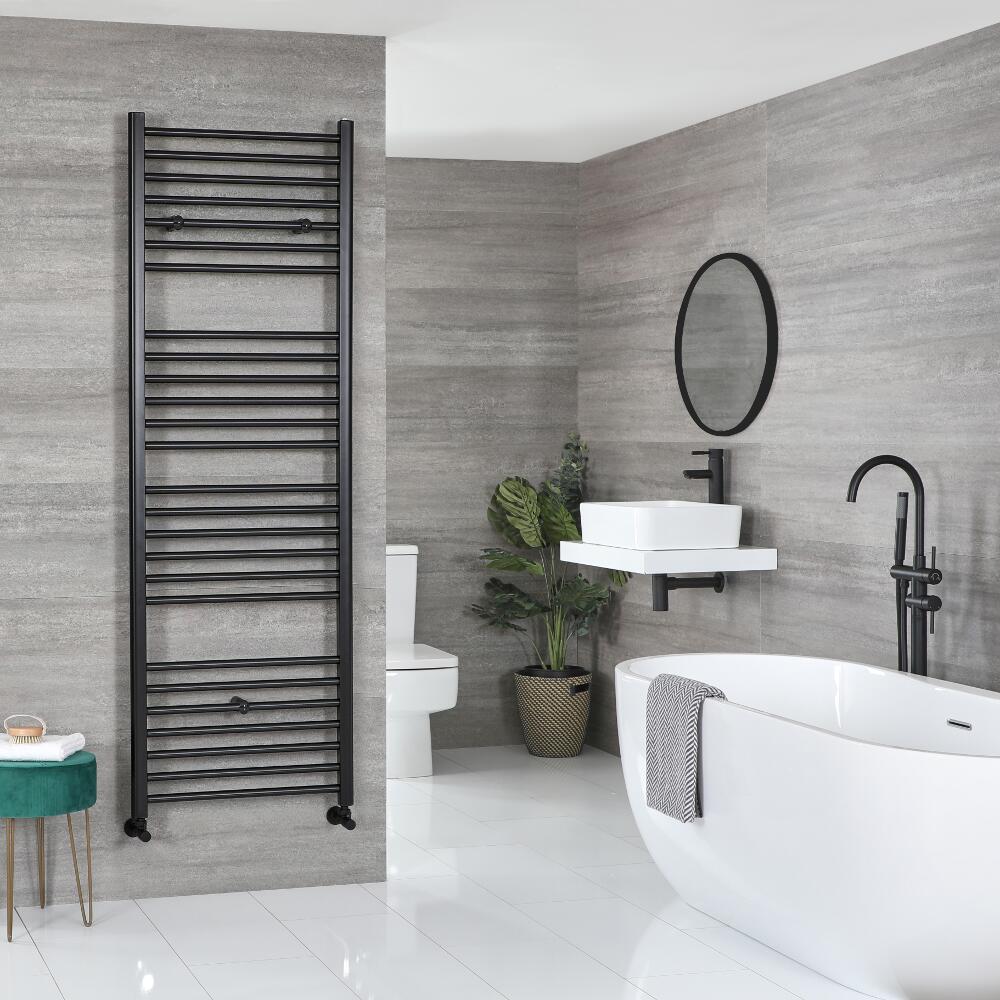 Milano Nero - Flat Black Heated Towel Rail - Various Sizes