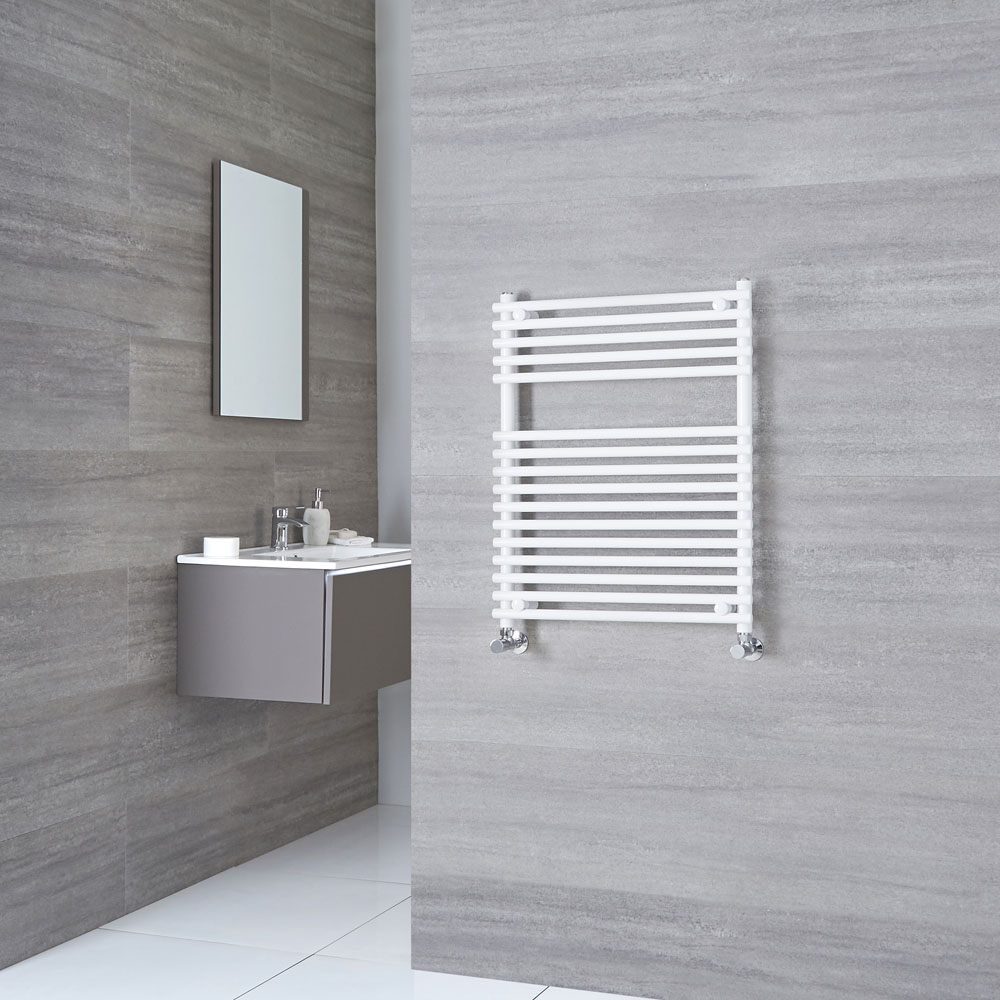 Kudox - Flat White Bar on Bar Heated Towel Rail 750mm x 450mm