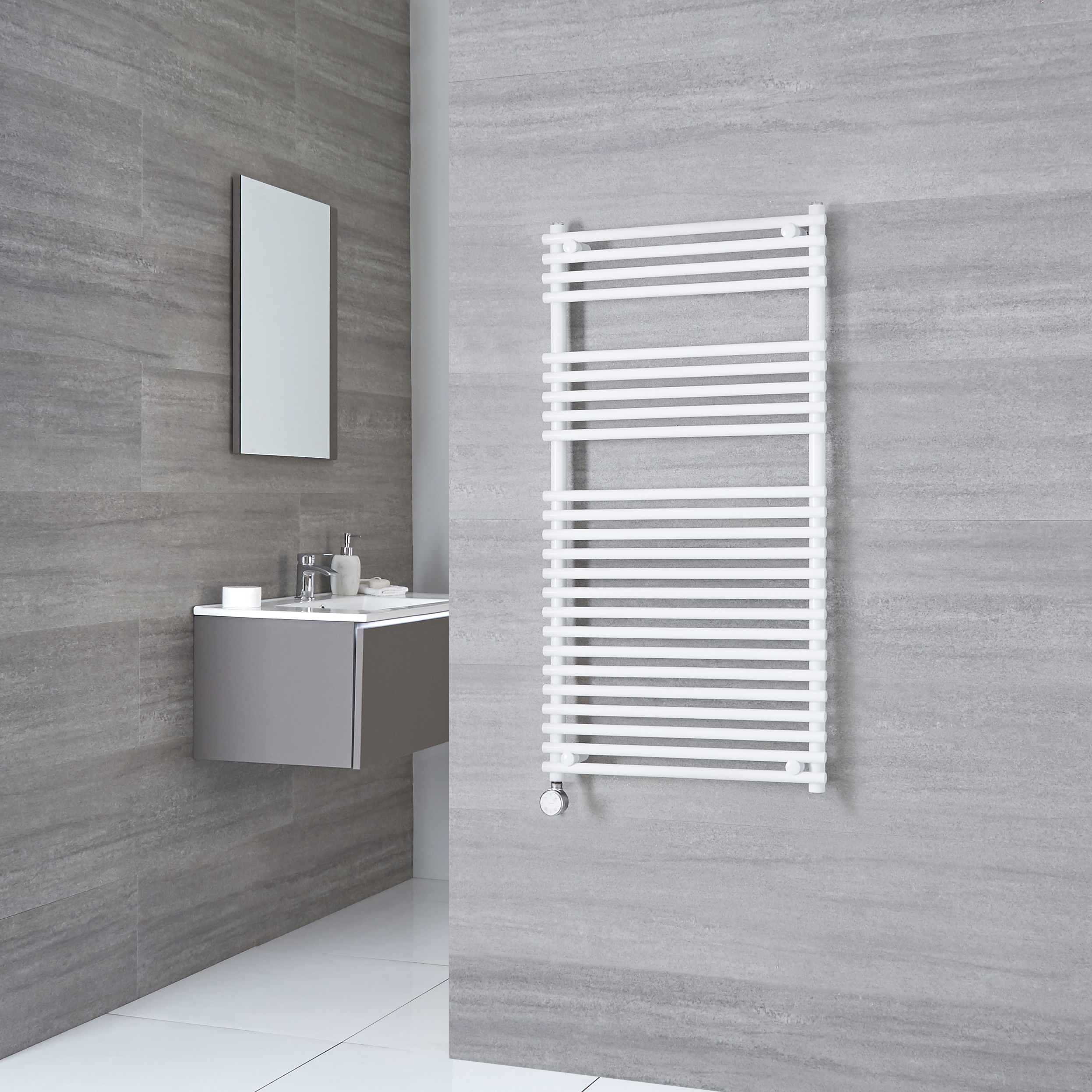 Kudox Electric - Flat White Bar on Bar Towel Rail 1150mm x 600mm
