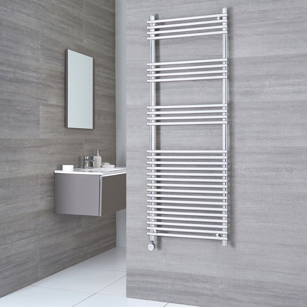 Kudox Electric - Flat Chrome Bar on Bar Towel Rail 1650mm x 600mm