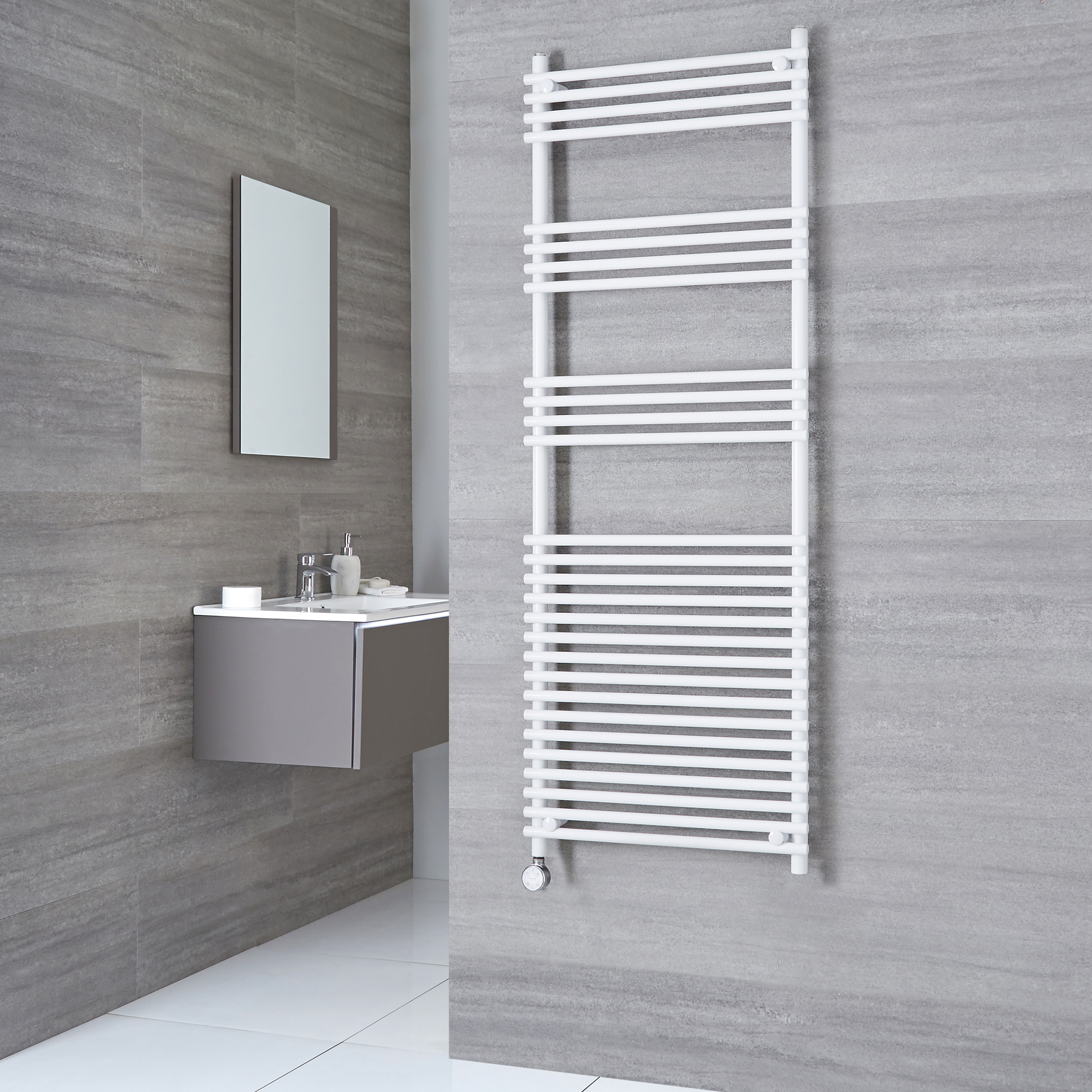 Kudox Electric - Flat White Bar on Bar Towel Rail 1650mm x 600mm