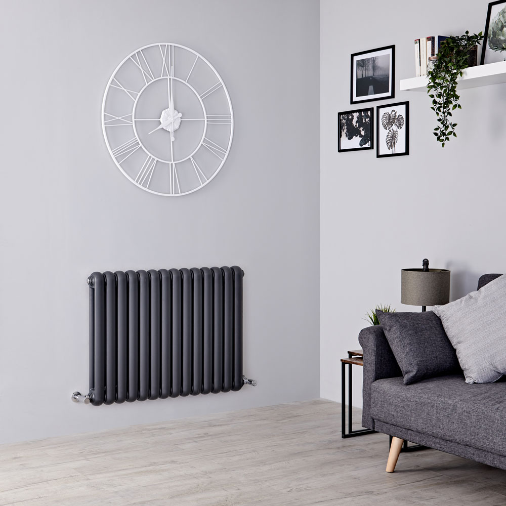 Milano Urban - Anthracite Horizontal Double Column Radiator 635mm x 863mm
