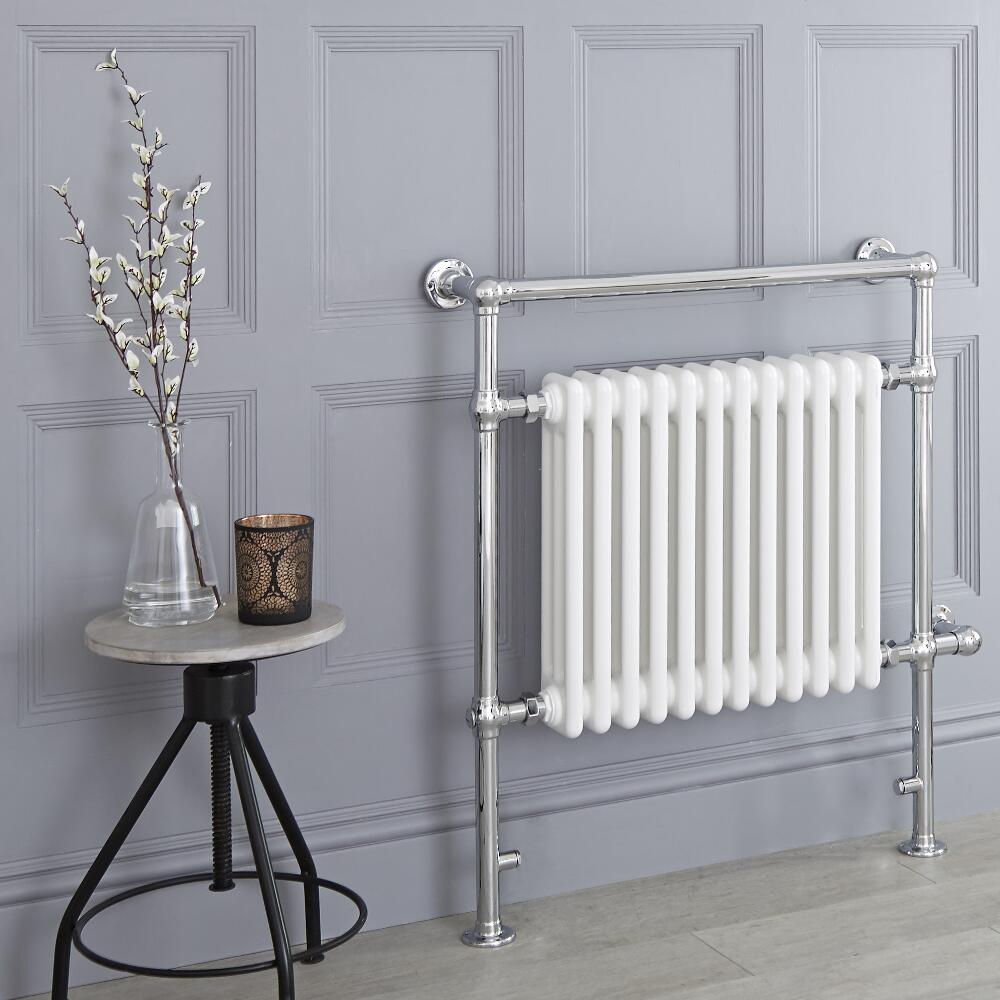 Milano Trent - White Traditional Electric Heated Towel Rail - 930mm x 790mm (Flat Top Rail)