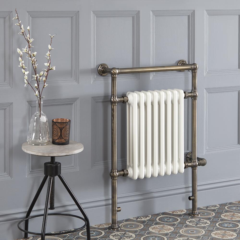 Milano Elizabeth - Brushed Gold Traditional Electric Heated Towel Rail - 930mm x 620mm