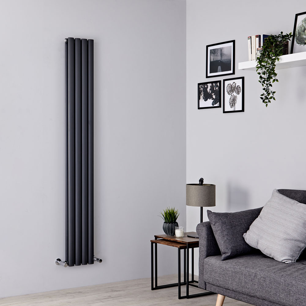 Milano Aruba Slim - Anthracite Space-Saving Vertical Designer Double Radiator 1780mm x 236mm