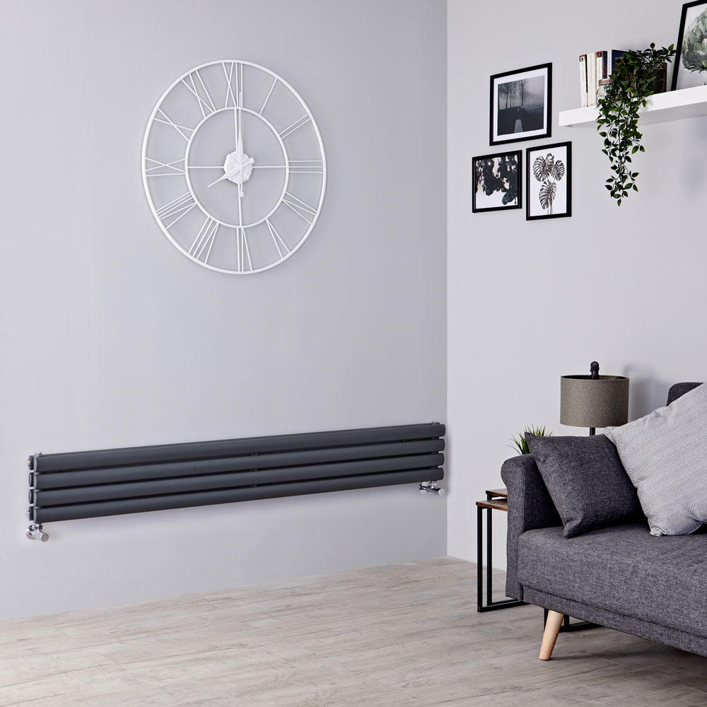 Milano Aruba - Anthracite Horizontal Designer Radiator 236mm x 1780mm (Double Panel)