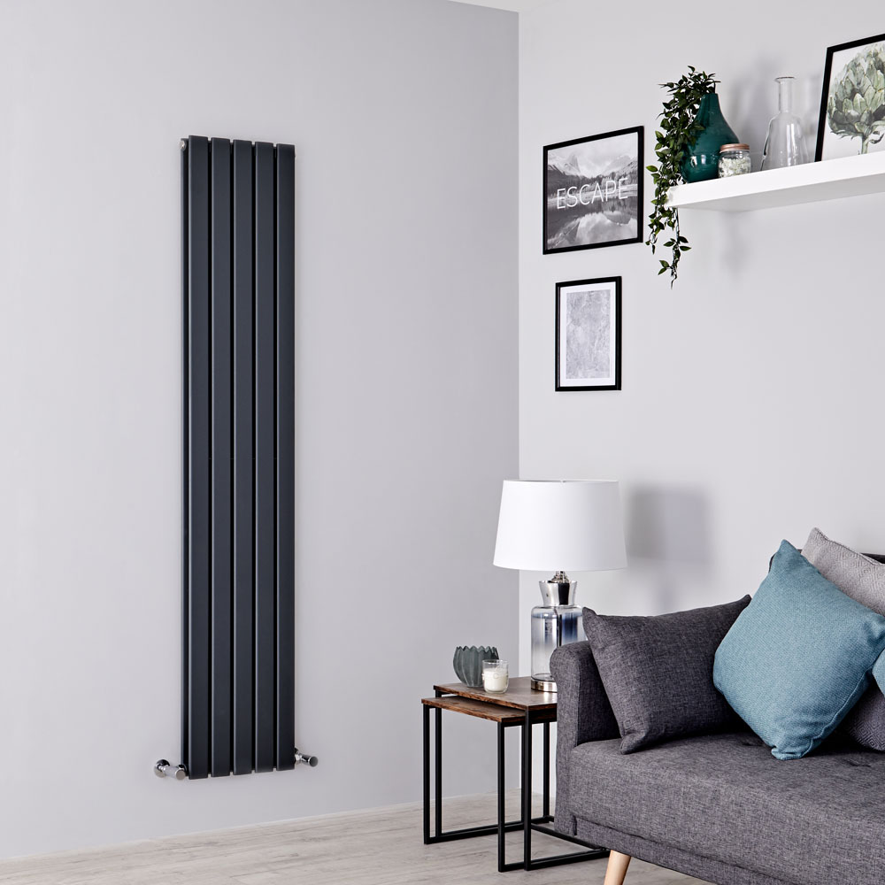 Milano Alpha - Anthracite Vertical Double Slim Panel Designer Radiator 1780mm x 350mm