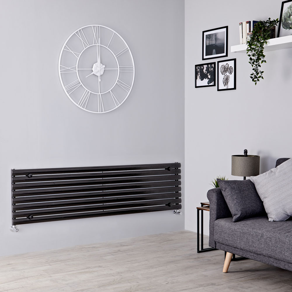 Milano Aruba - Black Horizontal Designer Radiator 472mm x 1780mm